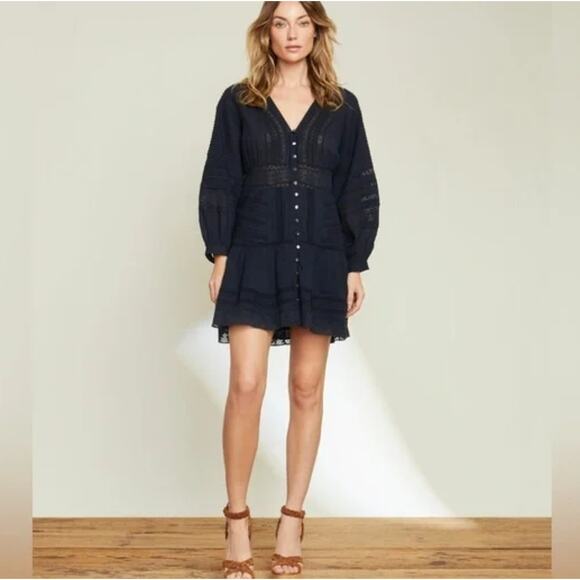 NEW Veronica Beard Addilyn eyelet navy blue dress size 8